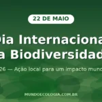 Banner do Dia Internacional da Biodiversidade celebrado em 22 de maio com o tema 2026 Ação local para um impacto mundial